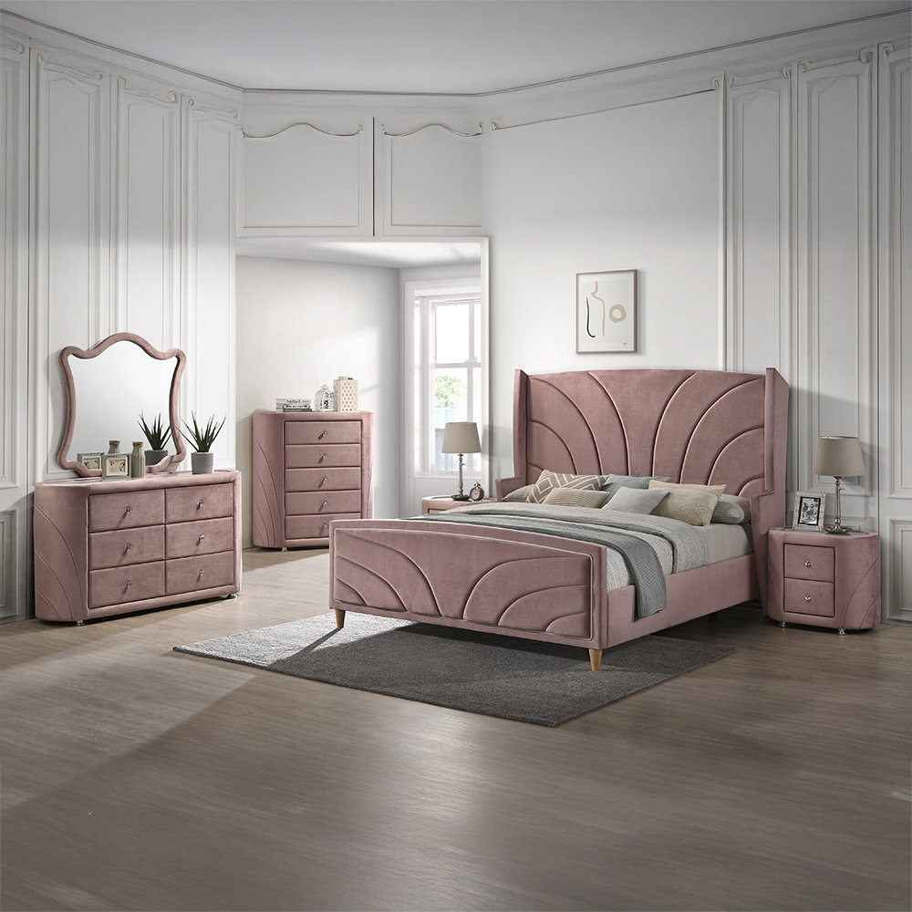 Salonia Nightstand Pink Velvet. Picture 9