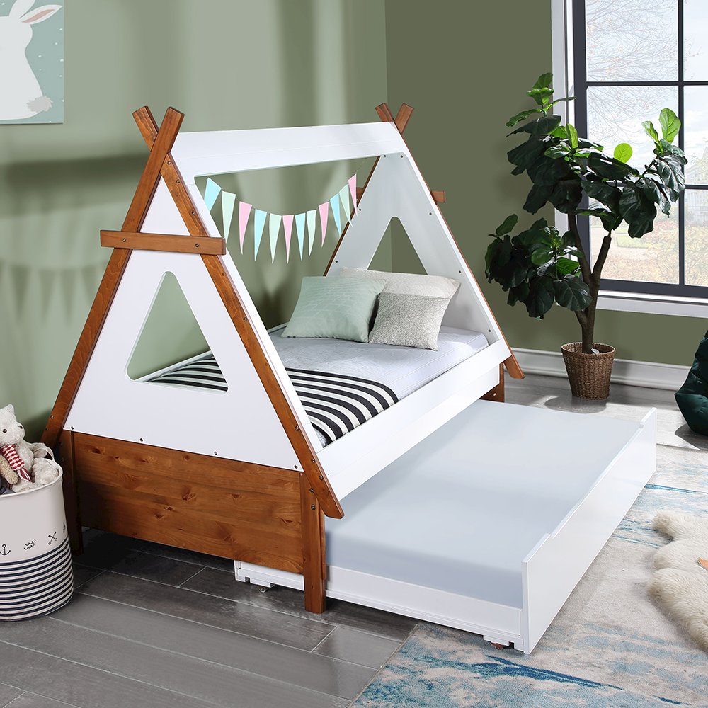Loreen Twin Bed Oak & White. Picture 1