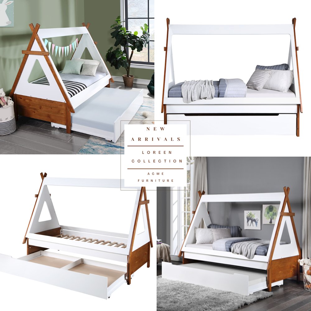Loreen Twin Bed Oak & White. Picture 7