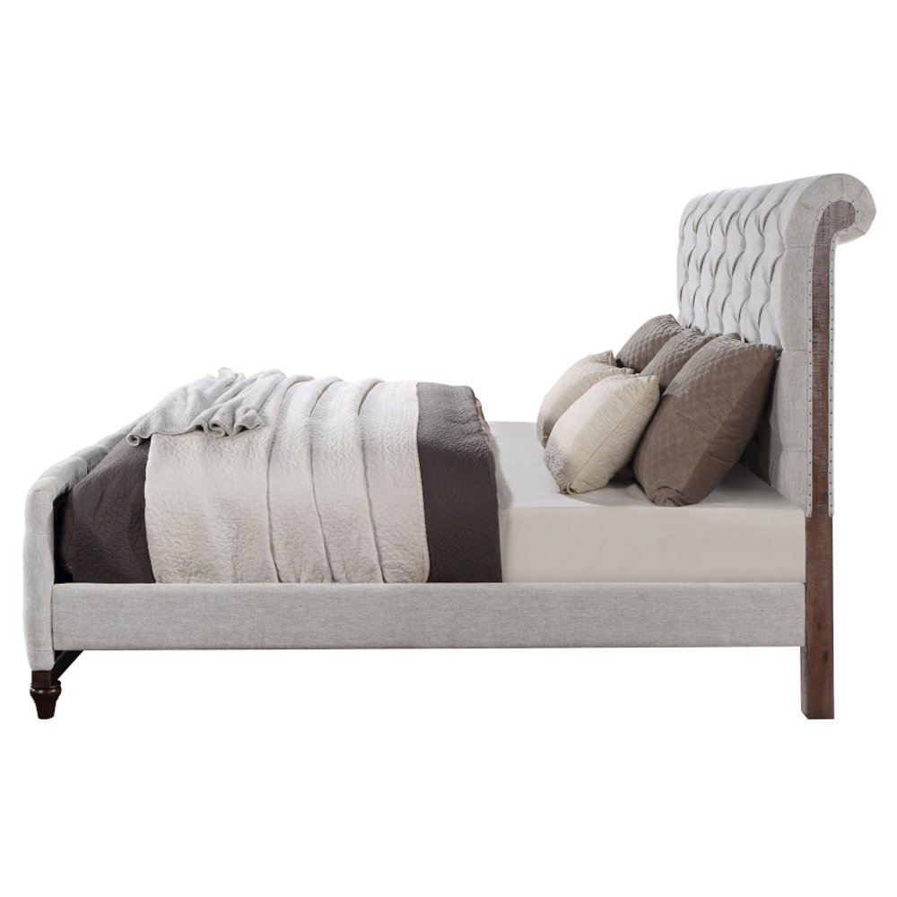 Andria Queen Bed Reclaimed Oak. Picture 4