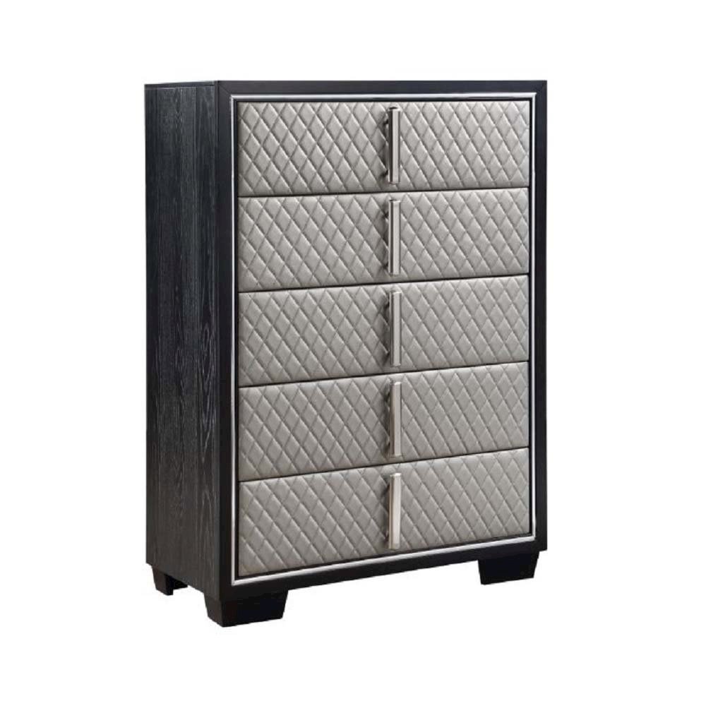 Nicola Chest Silver Synthetic Leather & Black. Picture 5