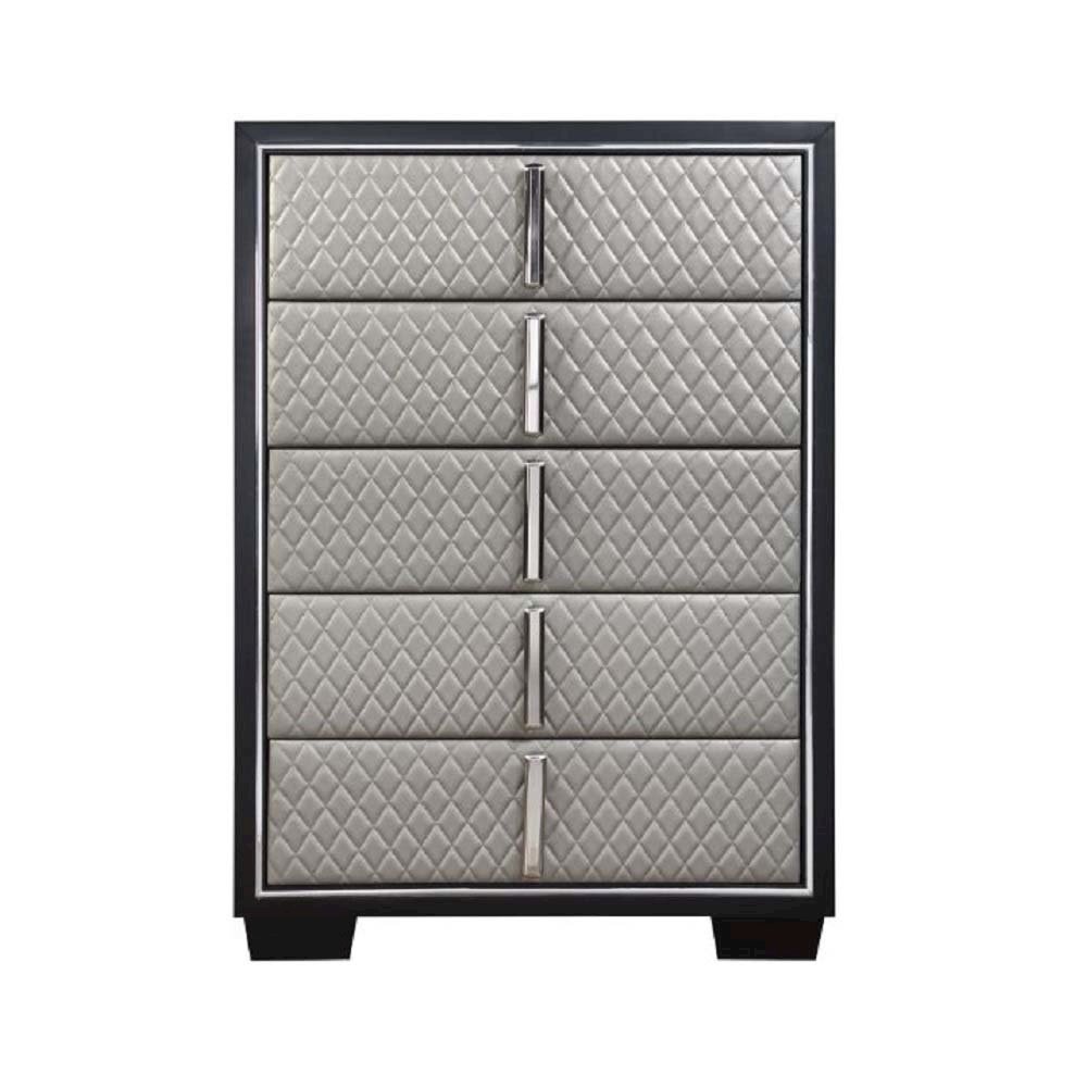 Nicola Chest Silver Synthetic Leather & Black. Picture 6