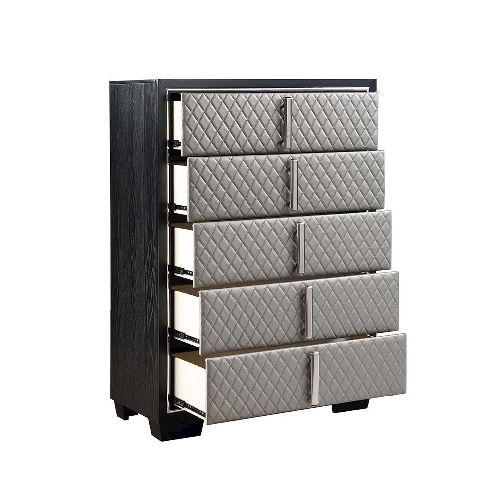 Nicola Chest Silver Synthetic Leather & Black. Picture 10