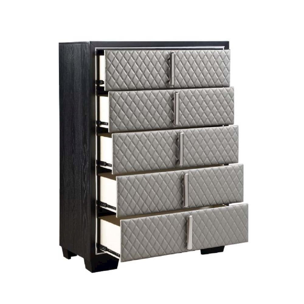 Nicola Chest Silver Synthetic Leather & Black. Picture 4