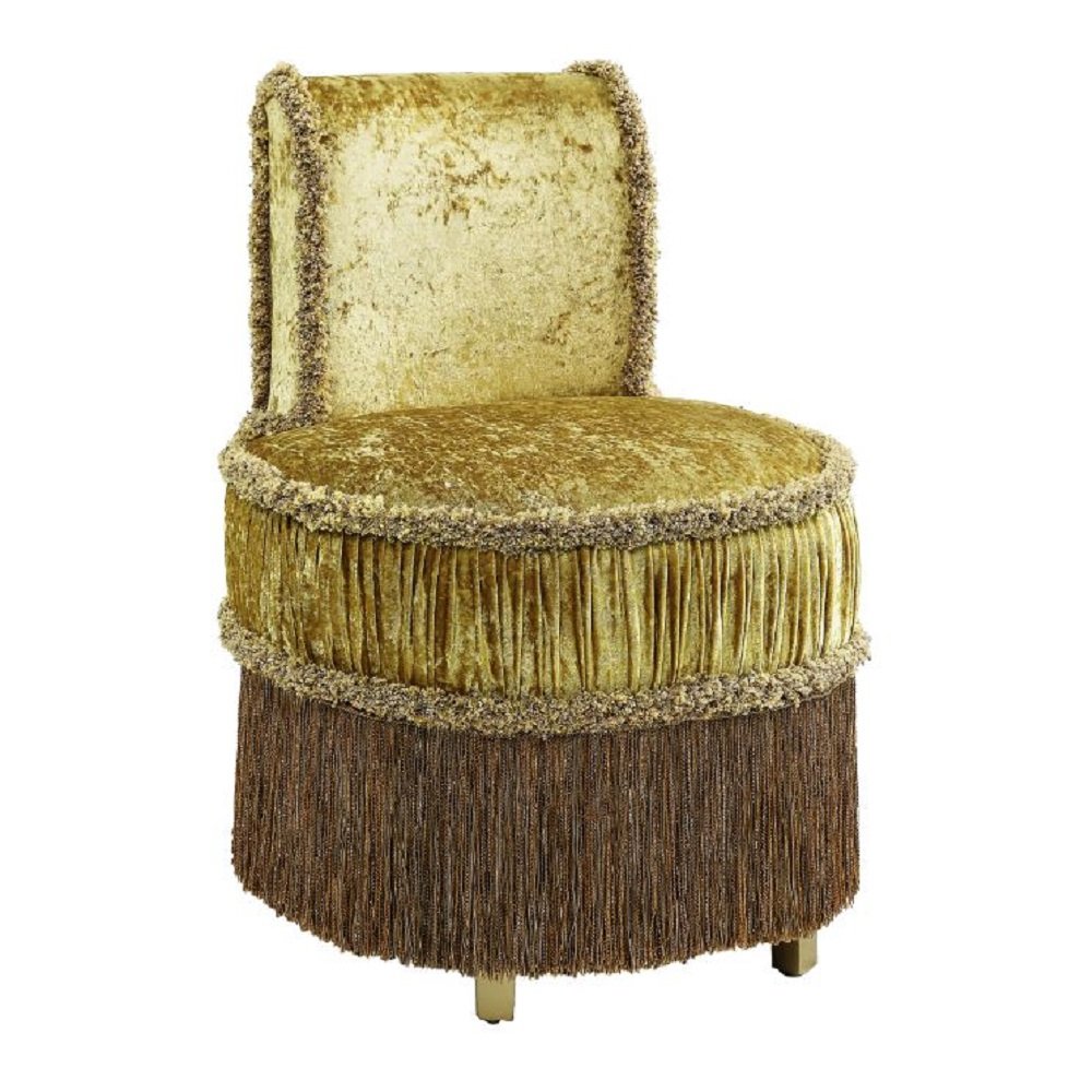 Bernadette Vanity Stool Gold Velvet. Picture 2