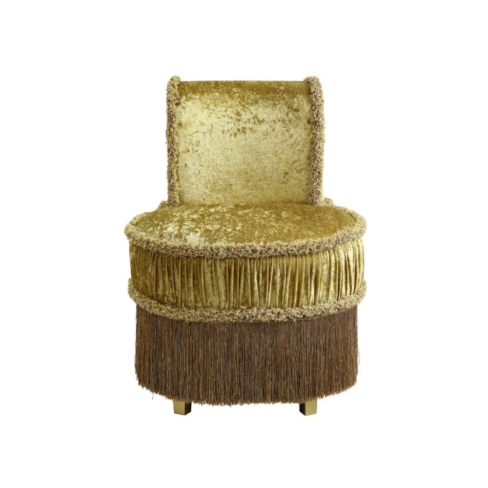 Bernadette Vanity Stool Gold Velvet. Picture 3