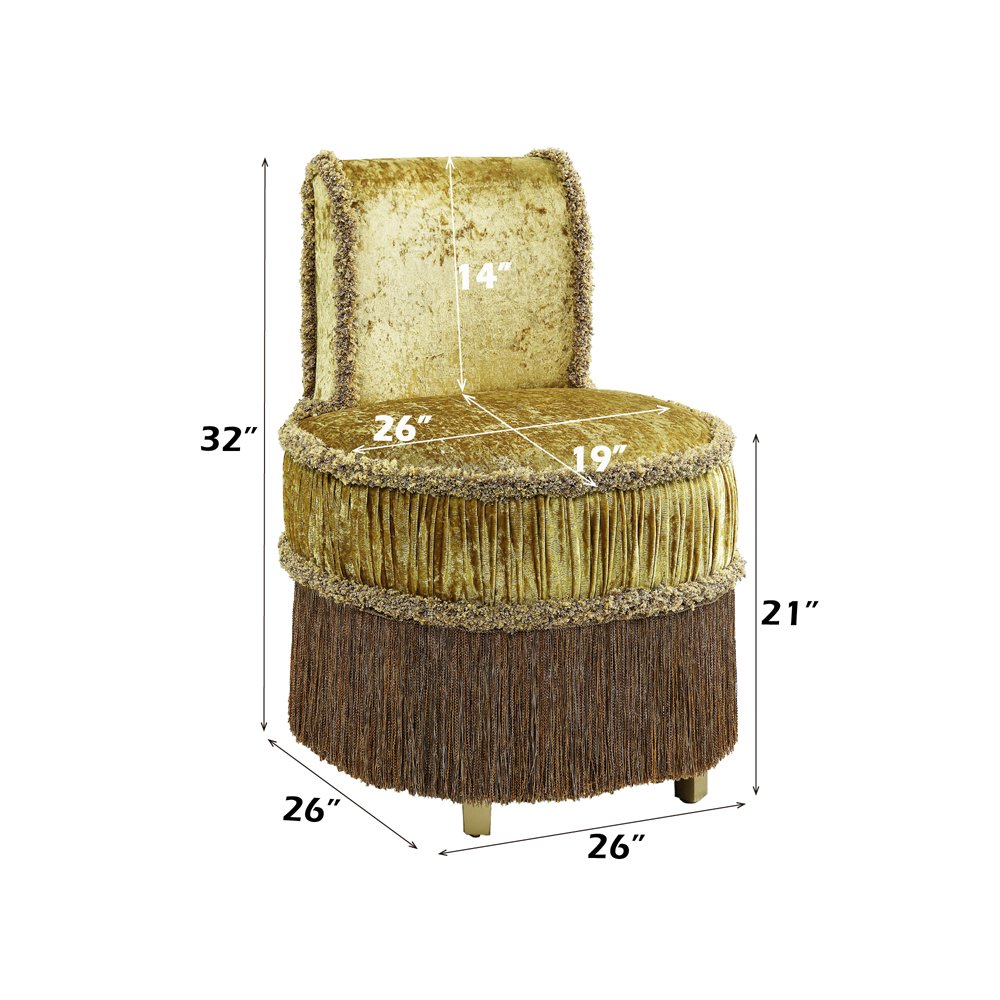 Bernadette Vanity Stool Gold Velvet. Picture 7