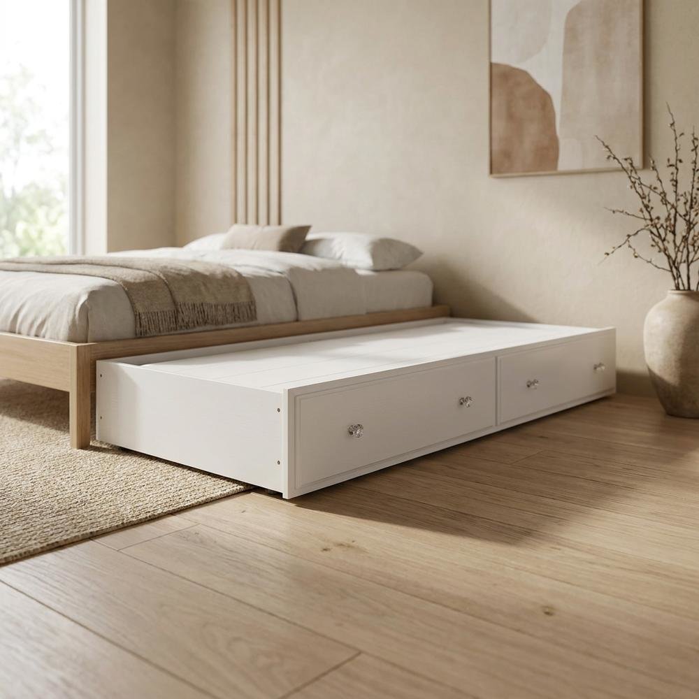 Wood Composite Twin Trundle Bed Frame, Transitional Daybed with Trundle for Kids. Picture 3