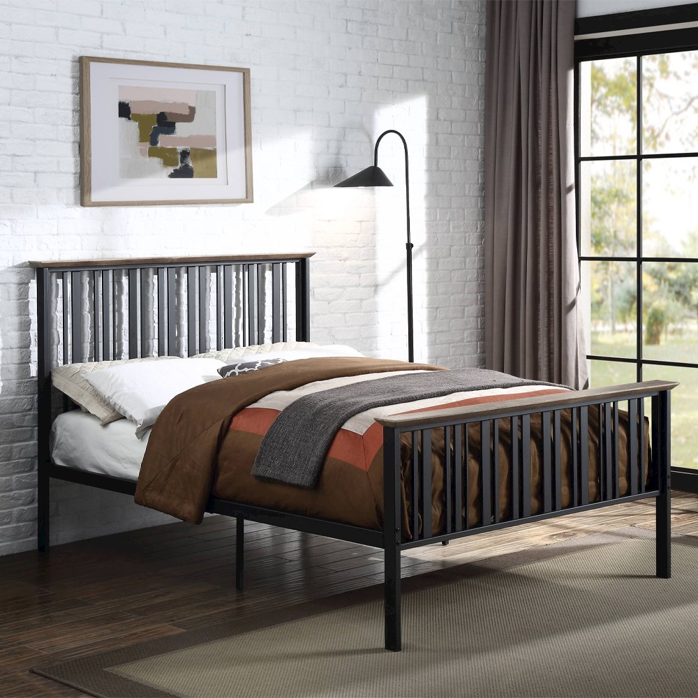 Zudora Full Bed Antique Oak & Black. Picture 1