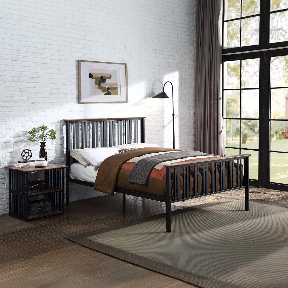 Zudora Full Bed Antique Oak & Black. Picture 5