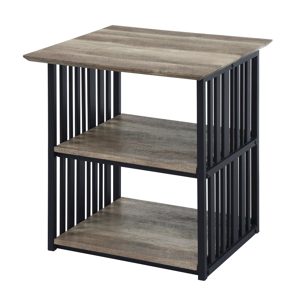 Zudora Nightstand Antique Oak & Black. Picture 2