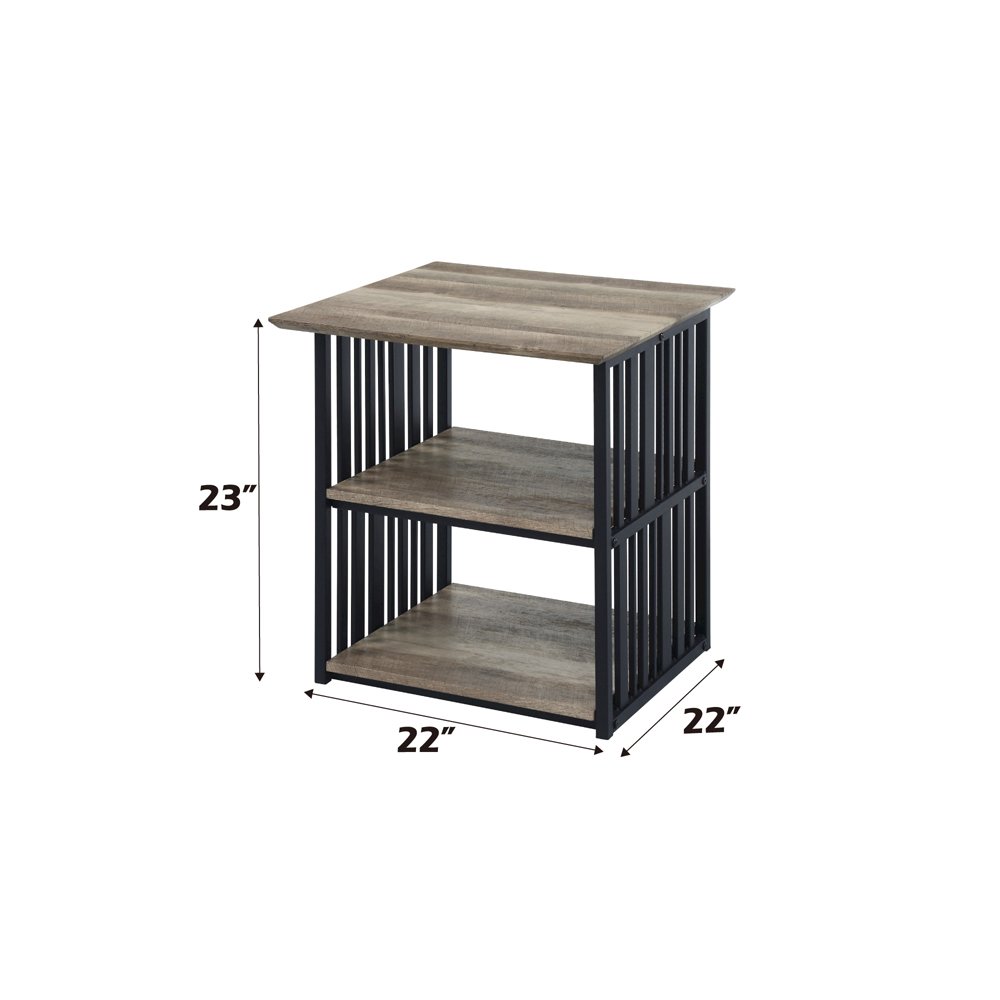 Zudora Nightstand Antique Oak & Black. Picture 8