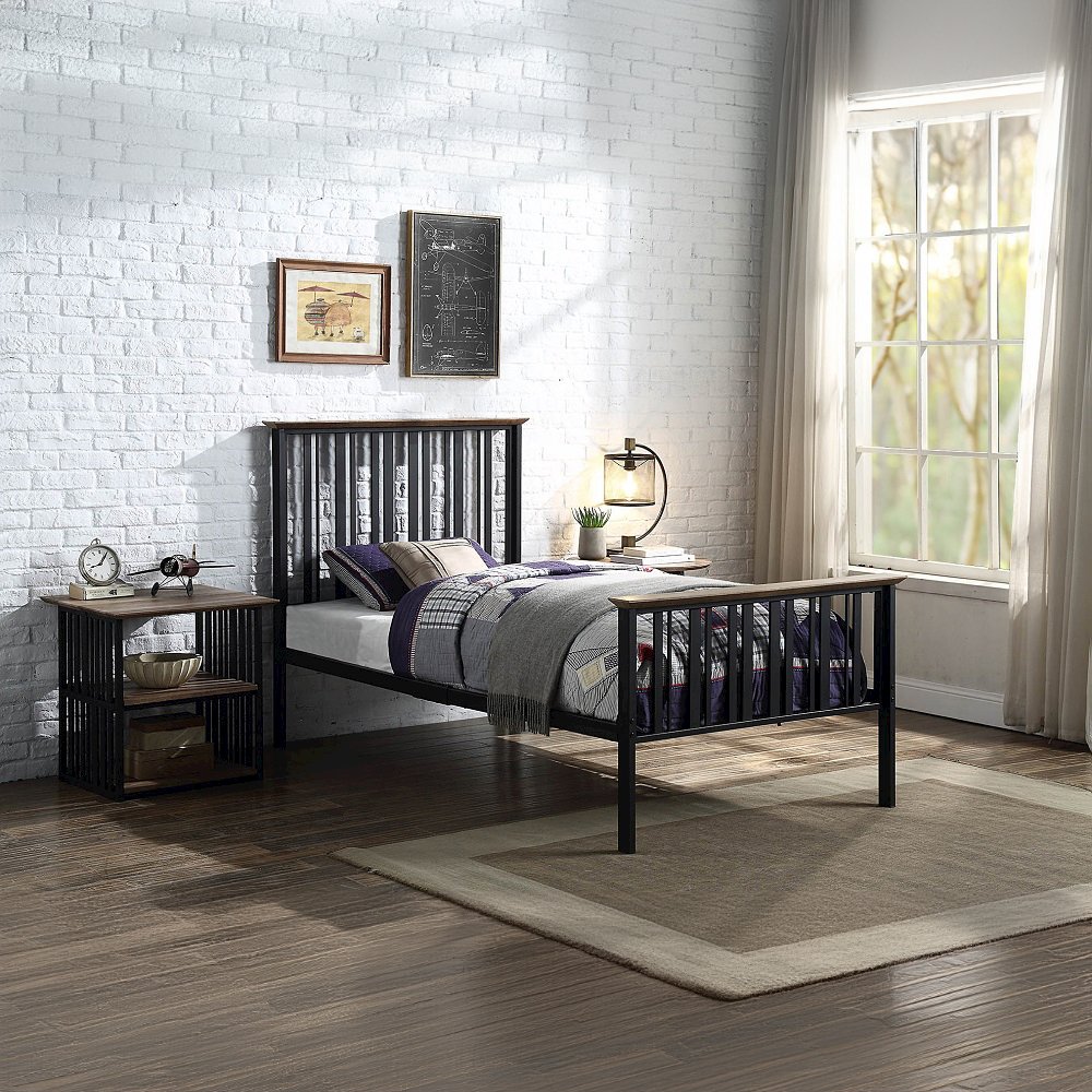 Zudora Nightstand Antique Oak & Black. Picture 7