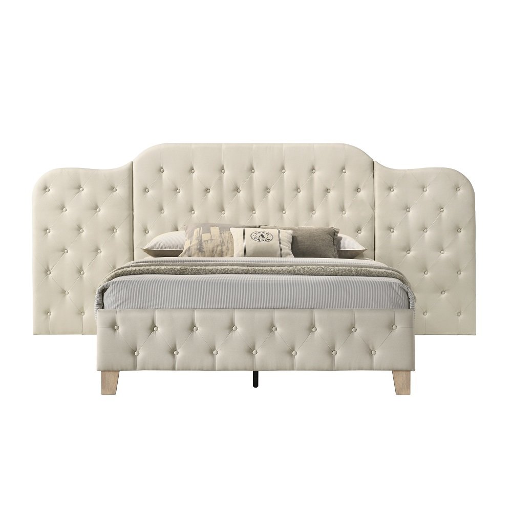 Ranallo Queen Bed Beige Linen. Picture 2