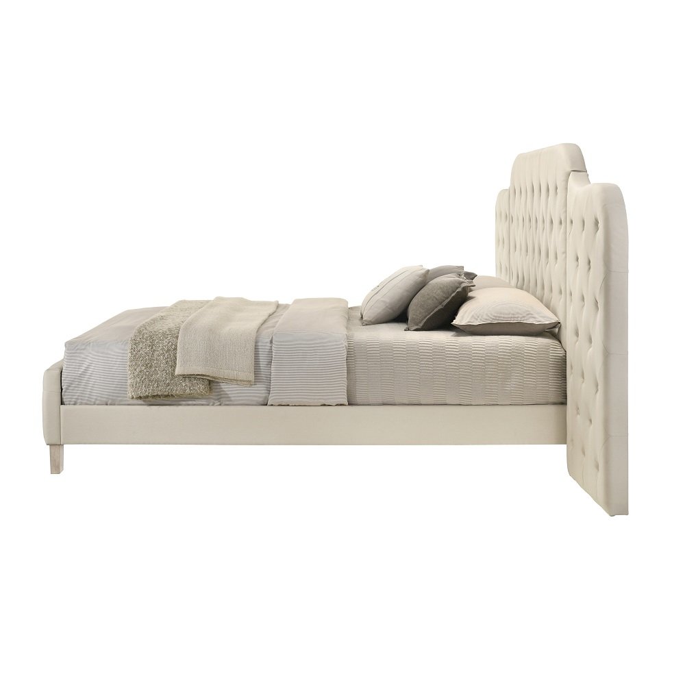 Ranallo Queen Bed Beige Linen. Picture 3