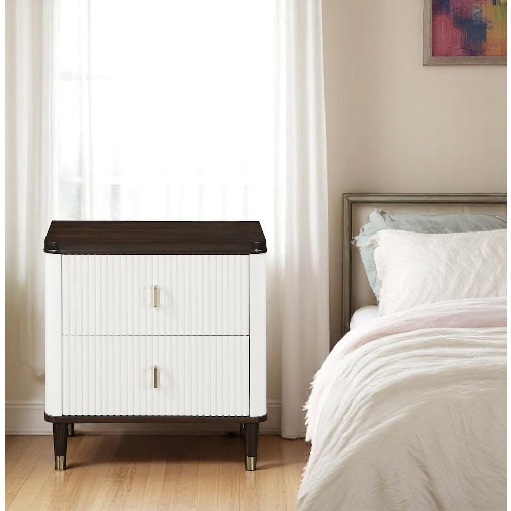 Carena Nightstand w/USB Port White & Walnut. Picture 9