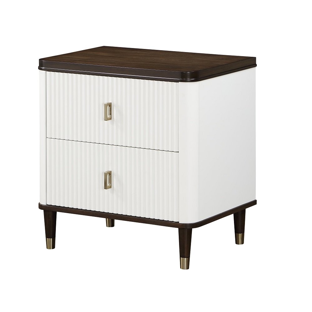 Carena Nightstand w/USB Port White & Walnut. Picture 2
