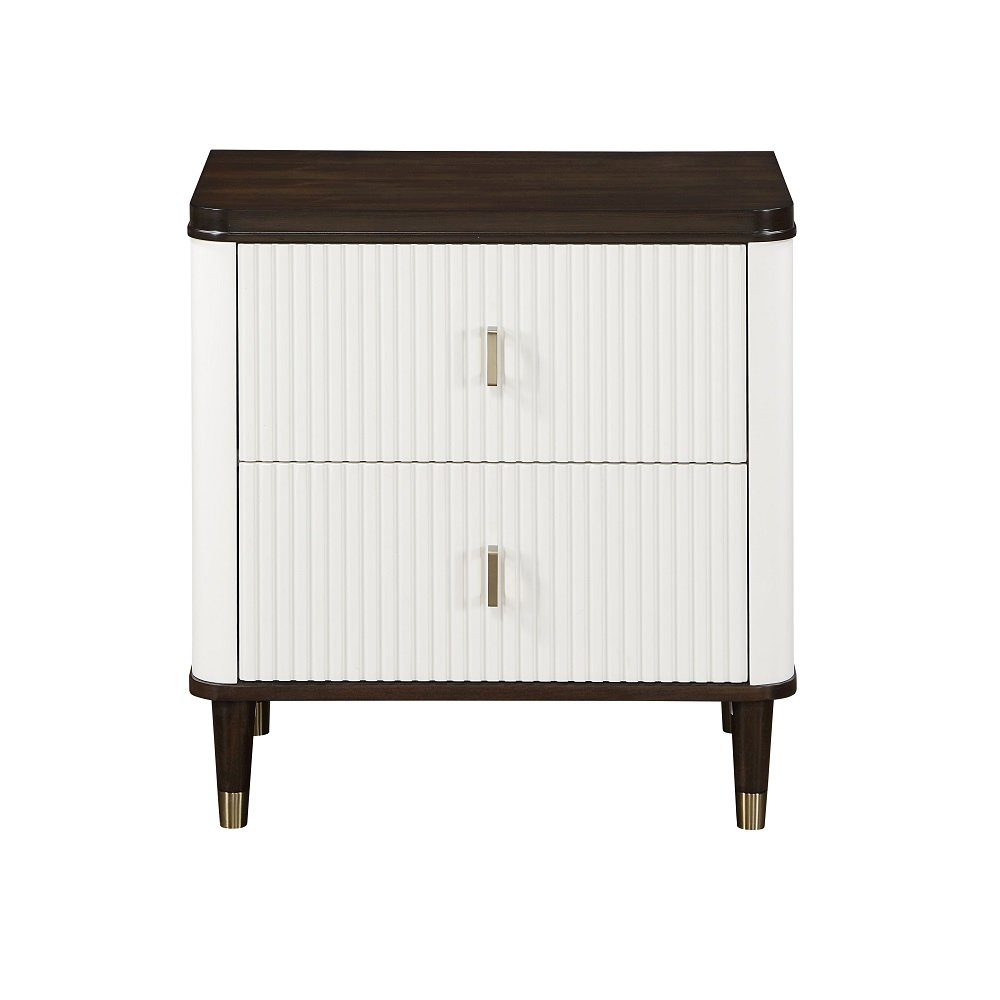 Carena Nightstand w/USB Port White & Walnut. Picture 3