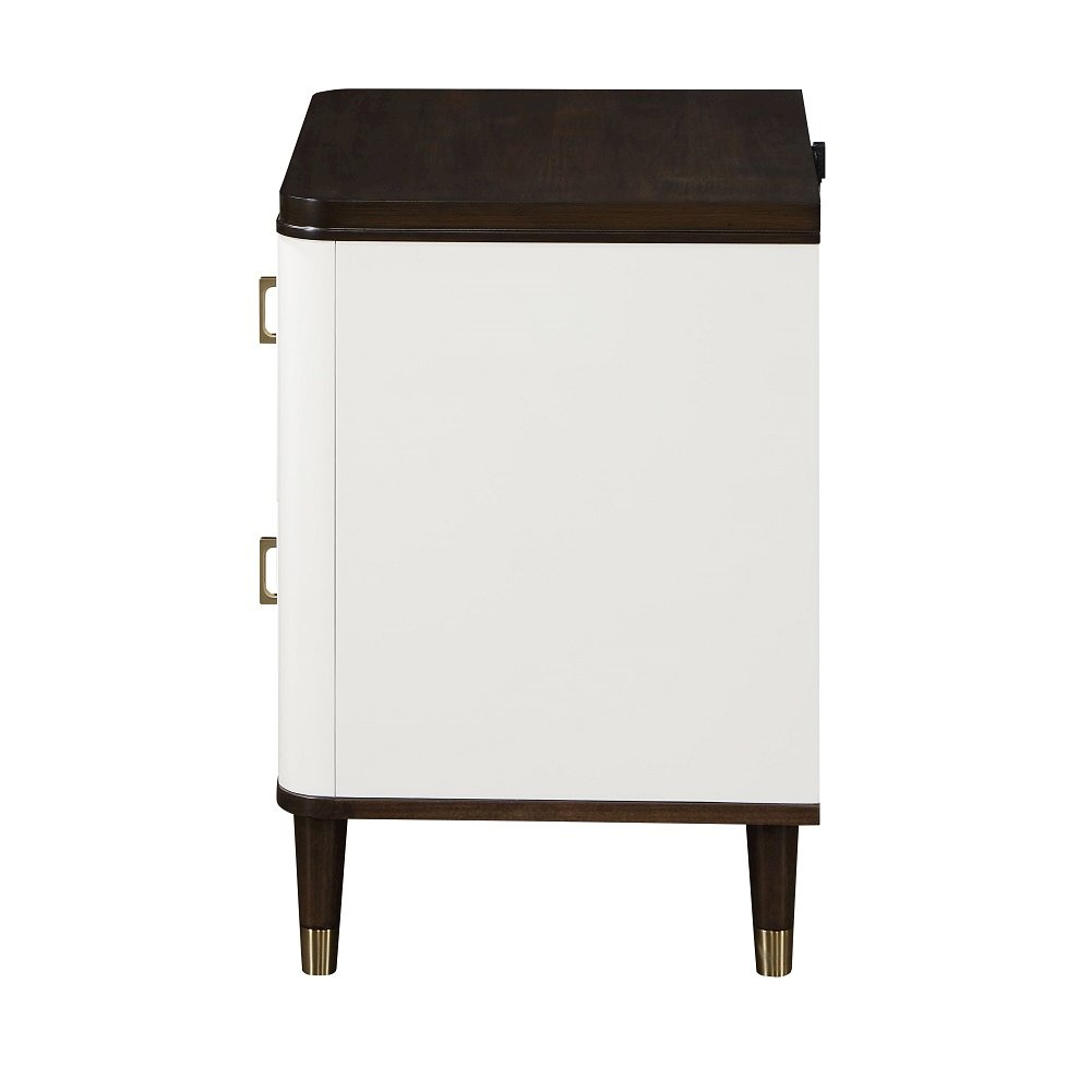 Carena Nightstand w/USB Port White & Walnut. Picture 4