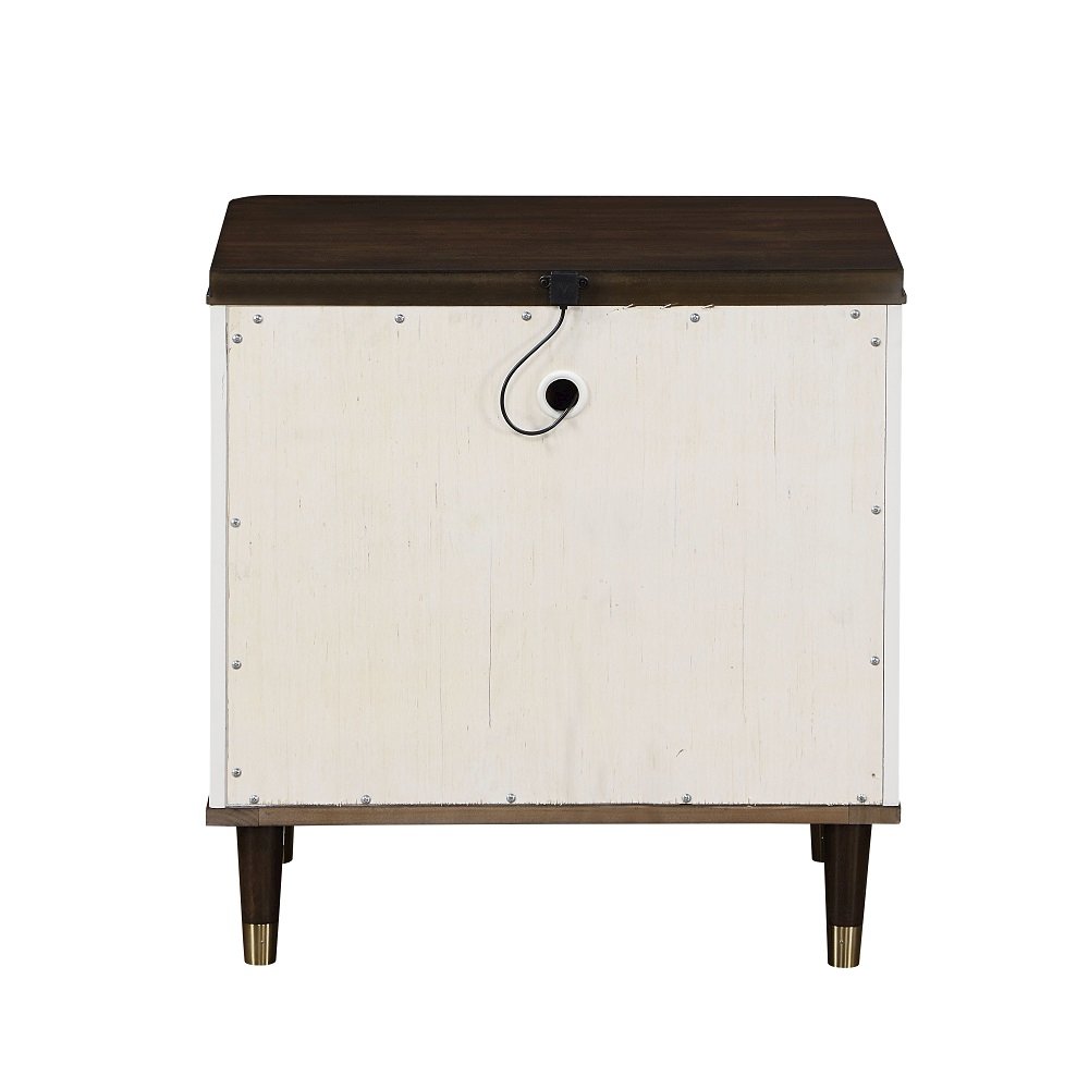 Carena Nightstand w/USB Port White & Walnut. Picture 5