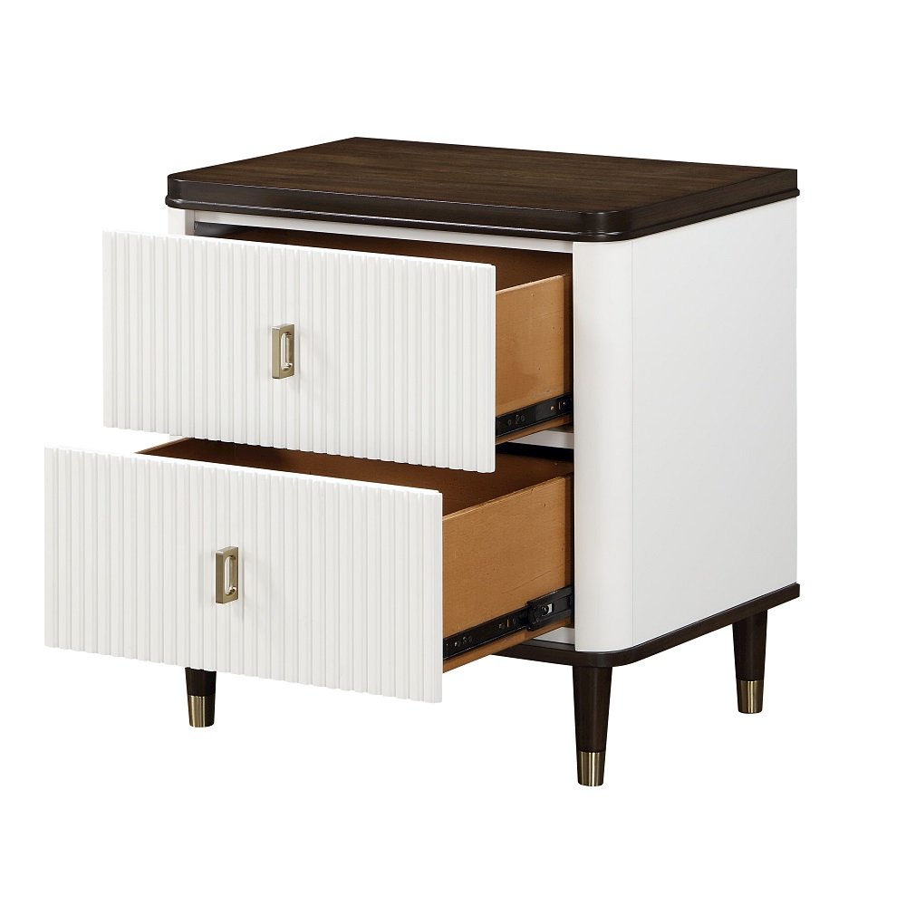 Carena Nightstand w/USB Port White & Walnut. Picture 6