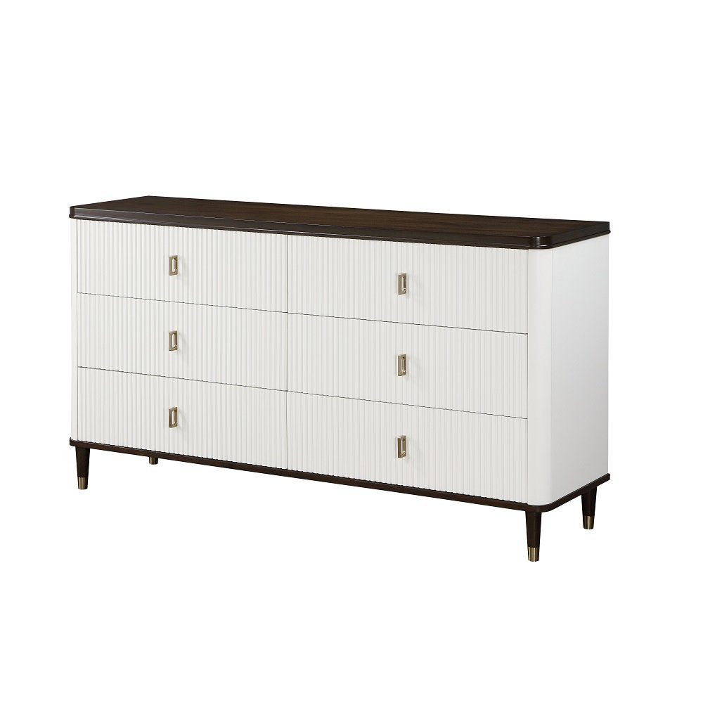 Carena Dresser w/Jewelry Tray White & Walnut. Picture 1