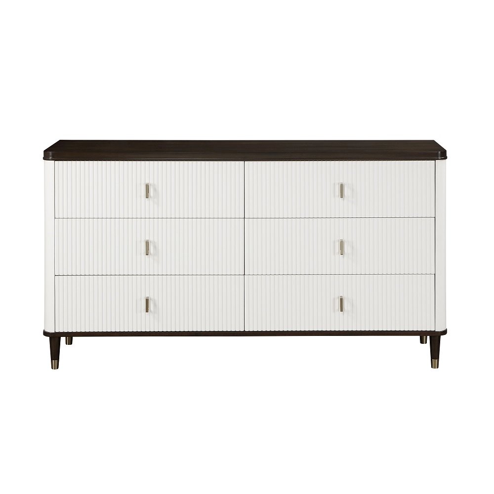 Carena Dresser w/Jewelry Tray White & Walnut. Picture 2