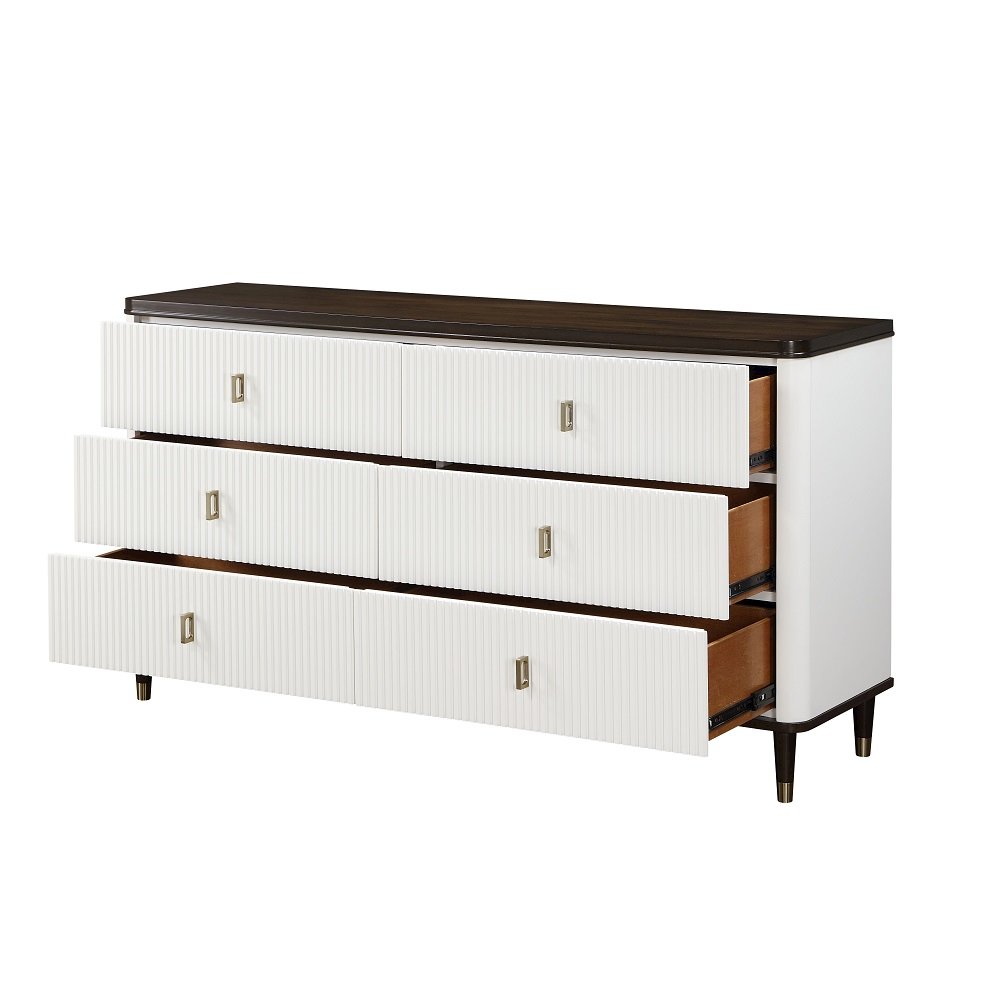 Carena Dresser w/Jewelry Tray White & Walnut. Picture 3