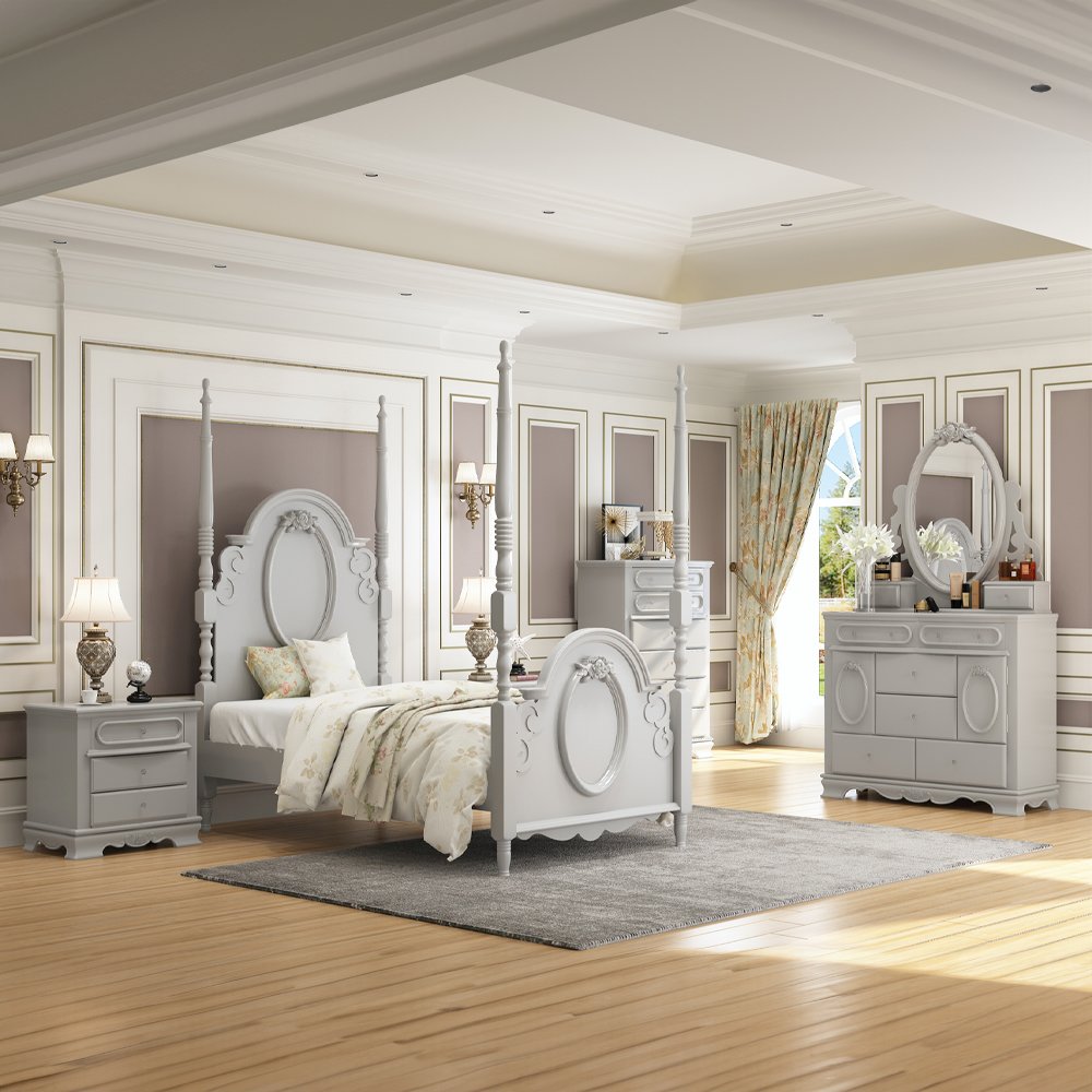 Flora Twin Bed (Poster) Gray. Picture 6