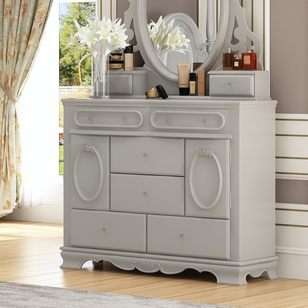 Flora Dresser w/Door Gray. Picture 1