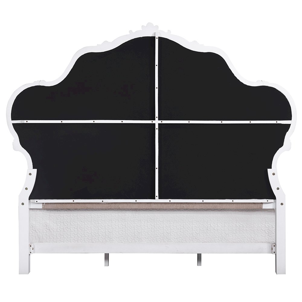 Latisha Eastern King Bed Dark Beige Chenille & White. Picture 4