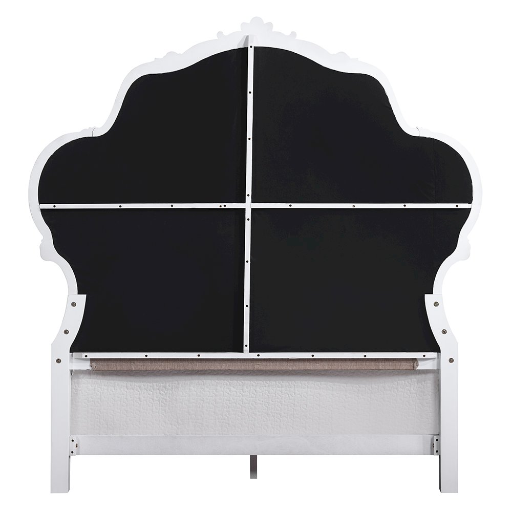 Latisha Queen Bed Dark Beige Chenille & White. Picture 5