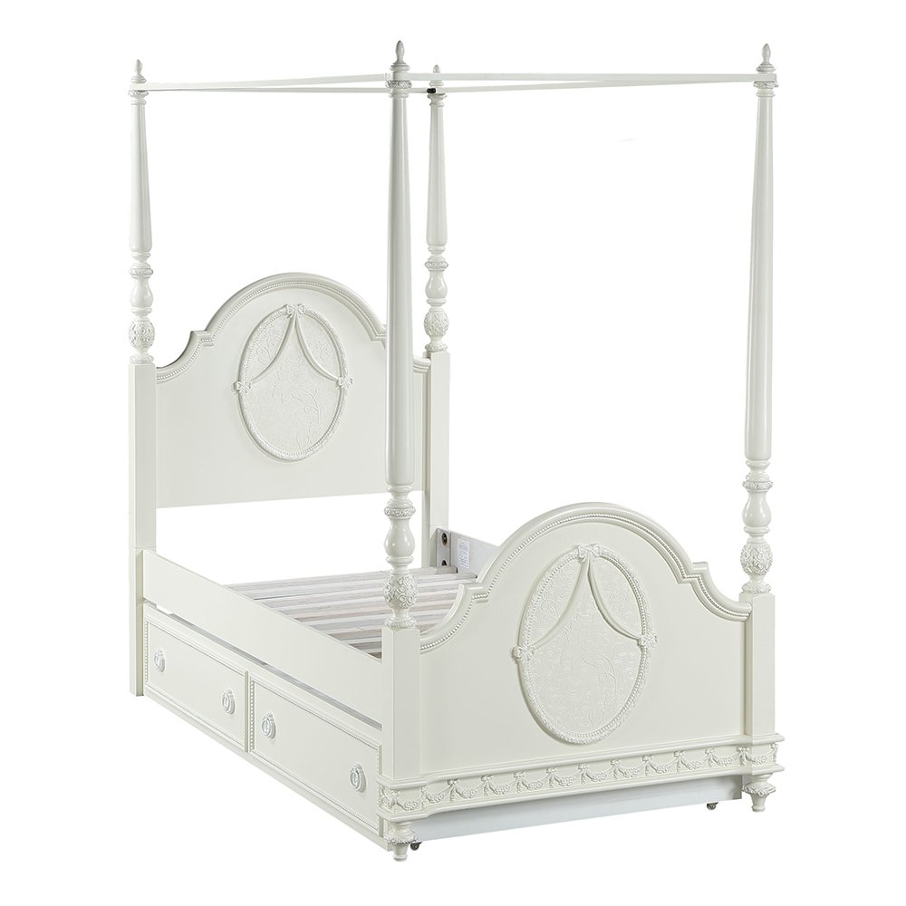 Dorothy Twin Bed (Wooden Poster) Ivory. Picture 3