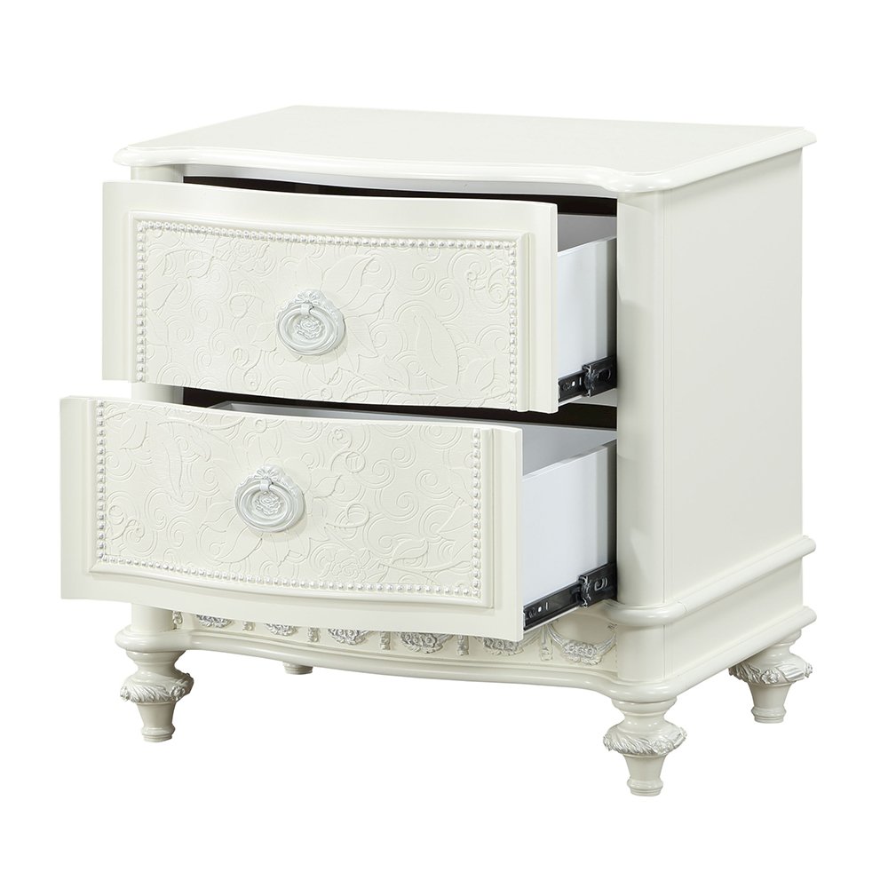 Dorothy Nightstand w/2 Drawers Ivory. Picture 4