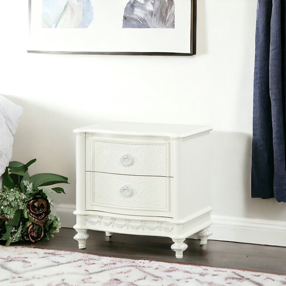 Dorothy Nightstand w/2 Drawers Ivory. Picture 6