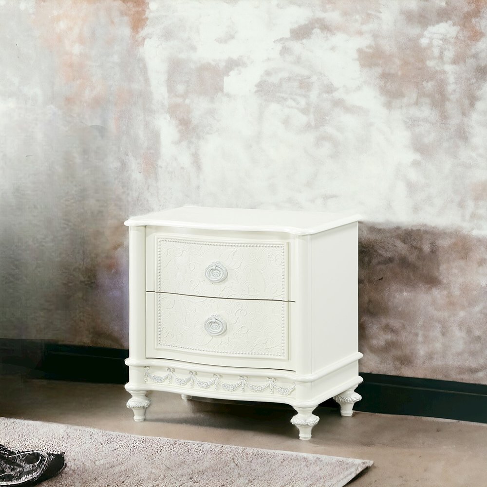 Dorothy Nightstand w/2 Drawers Ivory. Picture 7