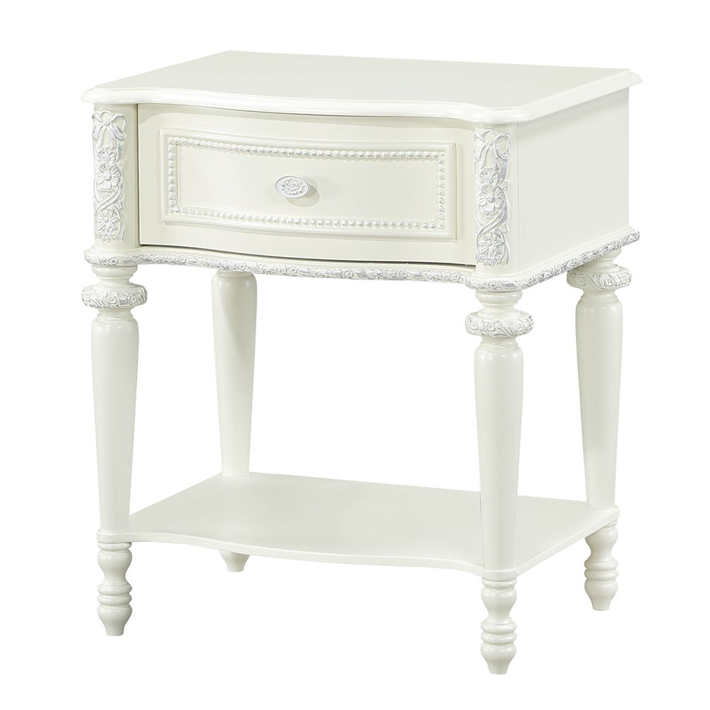 Dorothy Nightstand w/1 Drawer Ivory. Picture 2