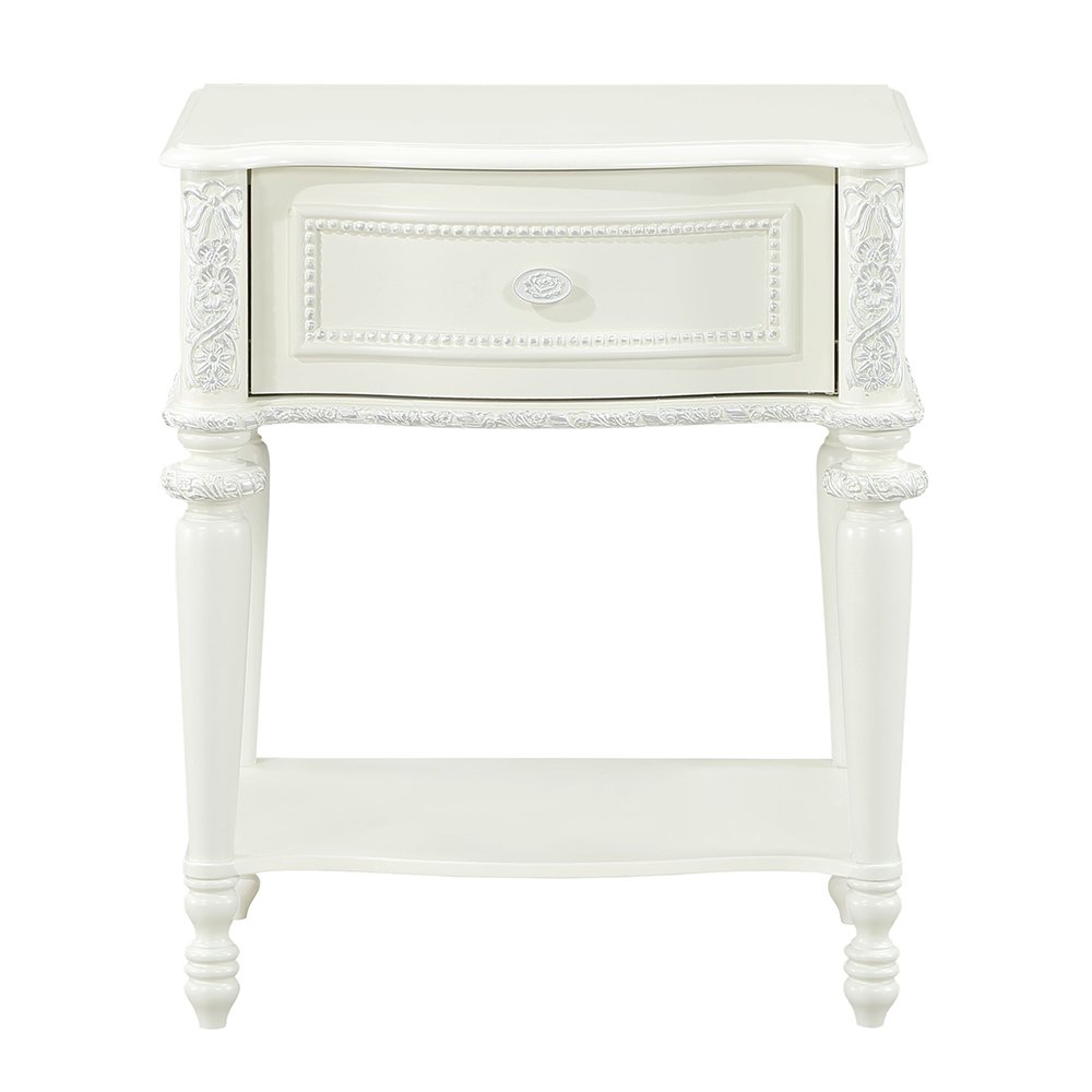 Dorothy Nightstand w/1 Drawer Ivory. Picture 3