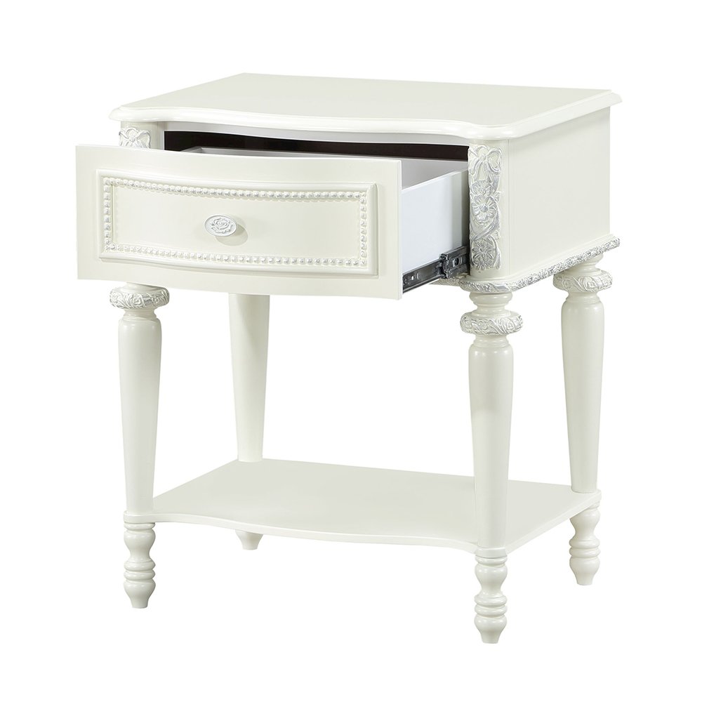 Dorothy Nightstand w/1 Drawer Ivory. Picture 5