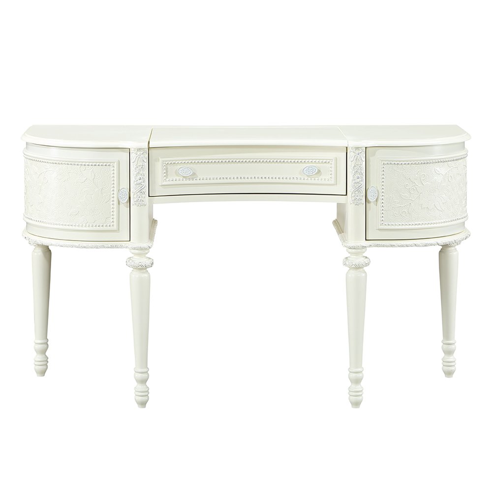 Dorothy Vanity Desk w/Mirror Ivory. Picture 3