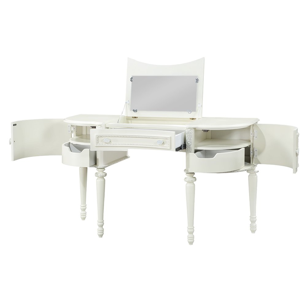 Dorothy Vanity Desk w/Mirror Ivory. Picture 4