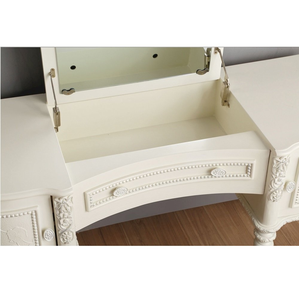 Dorothy Vanity Desk w/Mirror Ivory. Picture 5