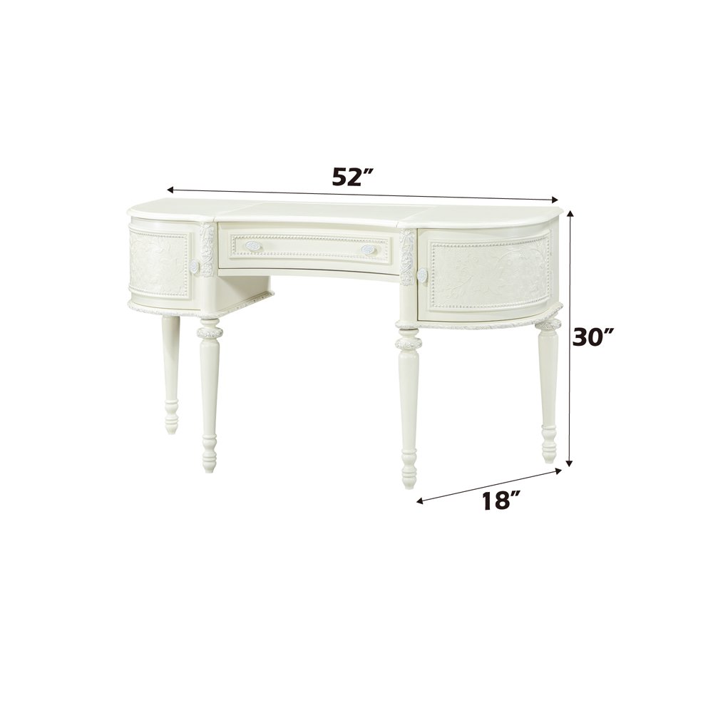 Dorothy Vanity Desk w/Mirror Ivory. Picture 7