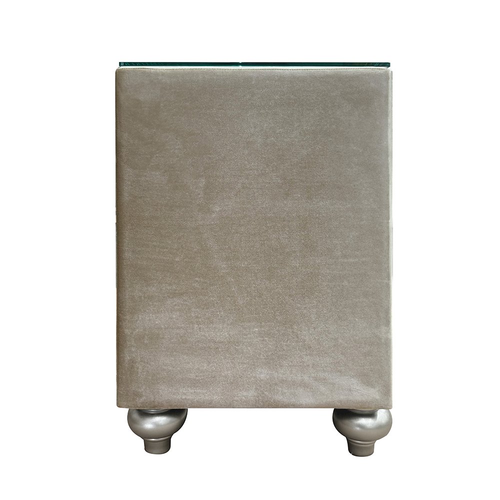 Lucienne Nightstand Beige Velvet. Picture 5