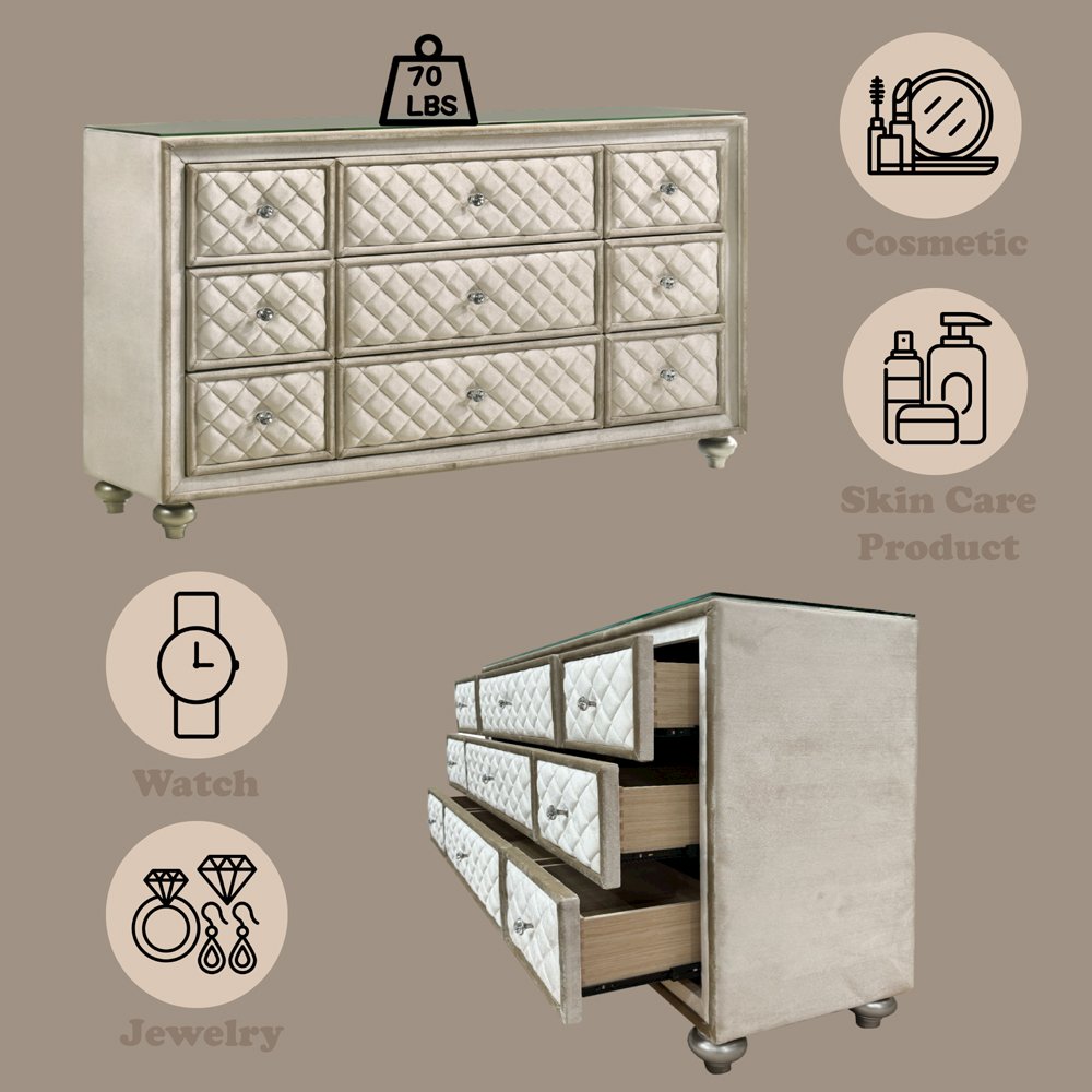 Lucienne Dresser Beige Velvet. Picture 6