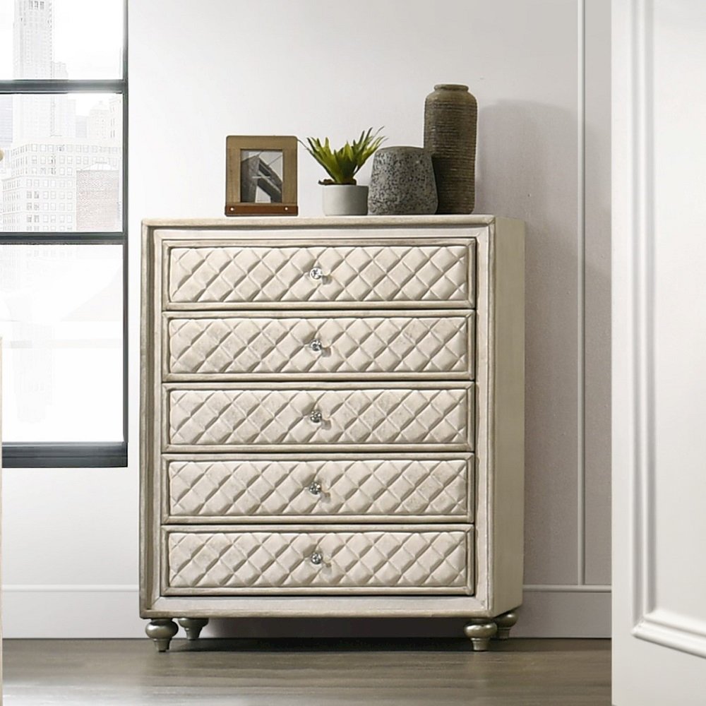 Lucienne Chest Beige Velvet. Picture 1