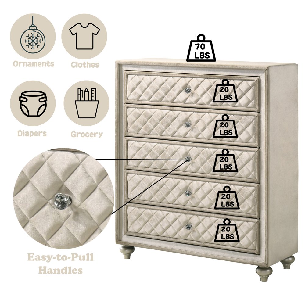 Lucienne Chest Beige Velvet. Picture 6