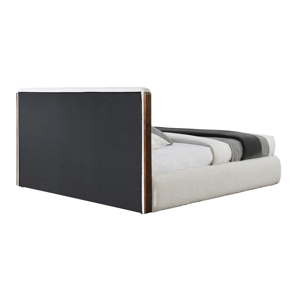 Sandro Queen Bed White Bouclé & Walnut. Picture 5