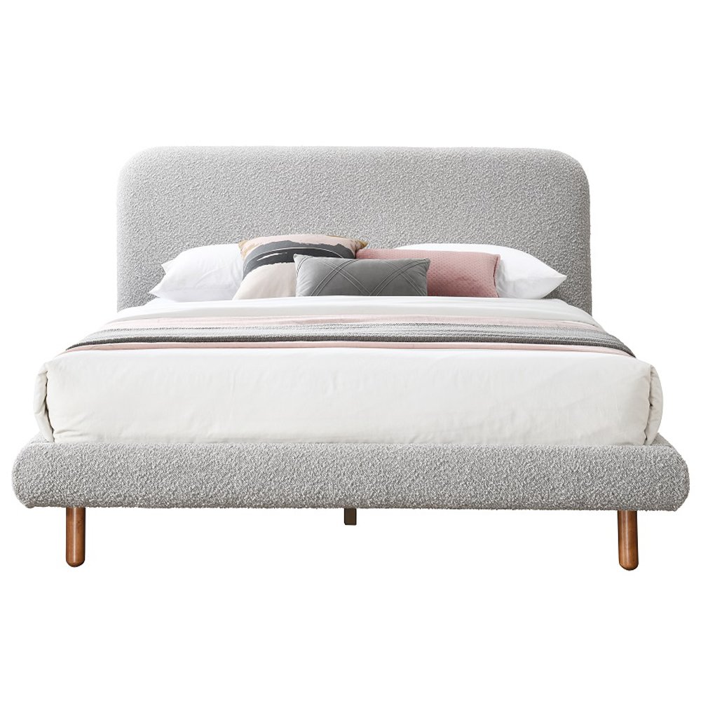 Cleo Eastern King Bed Gray Boucle. Picture 3