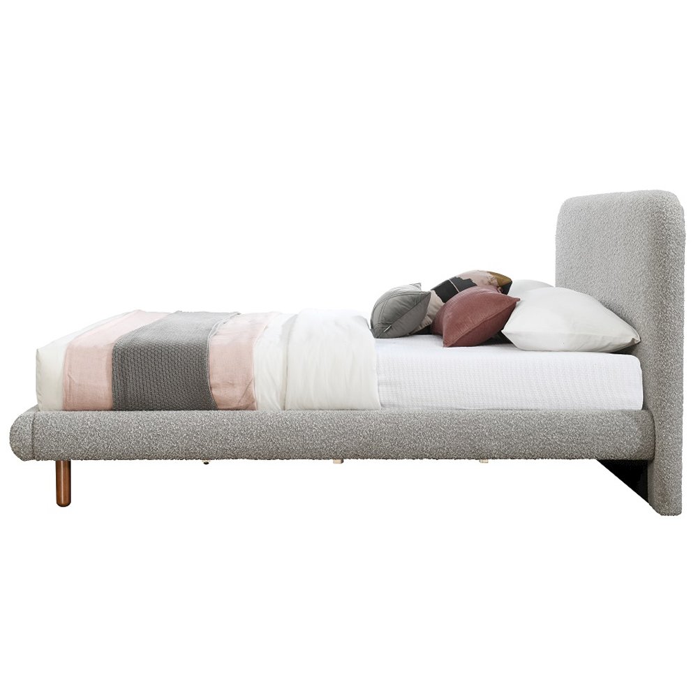 Cleo Queen Bed Gray Boucle. Picture 4